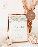 Floral Favors Sign Template | Modern Floral Favors Sign | Wedding Favors Sign | Boho Bridal Shower Favors Sign | Boy Baby Shower Sign | W8