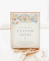 Floral Custom Sign Template | Wildflower Bridal Shower Sign | Floral Baby Shower Sign | Gender Neutral Shower Sign | Boy Baby Shower | W8