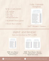 Boho Baby Shower Games | Boy Baby Shower Bundle | Minimalist Baby Shower | Blue Baby Shower Games | Editable Template | W8