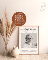 Funeral Memorial Sign | Celebration of Life | In Loving Memory Sign | Funeral Welcome Sign | Memorial Sign | Editable Template | M9