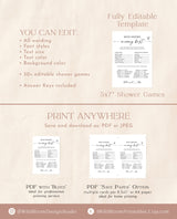 Baby Shower Game Bundle | Minimalist Baby Shower | Gender Neutral Baby Shower | Modern Baby Shower Games | Editable Template | M9