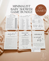 Baby Shower Game Bundle | Minimalist Baby Shower | Gender Neutral Baby Shower | Modern Baby Shower Games | Editable Template | M9