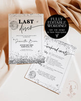 Last Disco Bachelorette Party Invite Template | Disco Ball Bachelorette | Silver Glitter | Bachelorette Party Invite | Editable Template D3