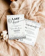 Last Disco Bachelorette Party Invite Template | Disco Ball Bachelorette | Silver Glitter | Bachelorette Party Invite | Editable Template D3