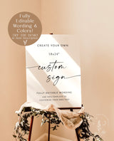 Custom Sign Template | 18x24" Customizable Signage | Modern Minimalist Wedding Sign | Wedding Welcome Poster | Editable Template | M9