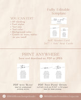 Table Seating Chart Template | Minimalist Wedding Seating Cards | Wedding Seating Chart | Modern Wedding Seat Cards | Editable Template | M9