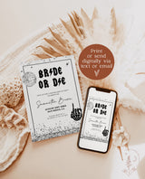 Bride or Die Bachelorette Invitation Template | Till Death Do Us Party Bachelorette | Skull Bachelorette | Halloween Bachelorette Party | B5