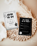 Bride or Die Bachelorette Invitation Template | Till Death Do Us Party Bachelorette | Skull Bachelorette | Halloween Bachelorette Party | B5