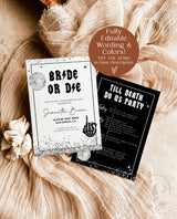Bride or Die Bachelorette Invitation Template | Till Death Do Us Party Bachelorette | Skull Bachelorette | Halloween Bachelorette Party | B5