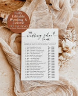 The Wedding Shoe Game | Fun Couple Game | Boho Bridal Shower Game | Couples Wedding Shower Game | His or Her Trivia | Editable Template | M9