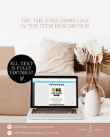 One Rad Dude Birthday Invite Template | Smiley Face Birthday Invite | Boy 1st Birthday | One Happy Dude Smiley | Editable Template | S4