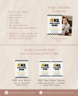 One Rad Dude Birthday Invite Template | Smiley Face Birthday Invite | Boy 1st Birthday | One Happy Dude First Bday | Editable Template | S4