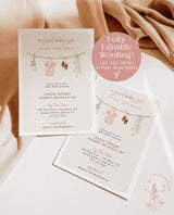 Girl Baby Shower Invitation | Baby Clothes Shower Invite | Boho Baby Girl Shower Invitation | Minimalist Baby Shower | Editable Template C2