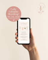 Girl Baby Shower Text Invite | Boho Baby Shower Invite | Digital Shower Evite | Girl Baby Clothes Shower | Editable Template | C2