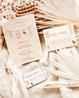 Baby Shower Invitation Template | Girl Baby Shower Invite Bundle | Boho Baby Shower | Pink Girl Clothes Baby Shower | Editable Template | C2