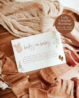 Books for Baby Card | Boho Book Request Insert | Modern Minimalist Baby Shower | Beige Baby Shower | Boho Baby Shower | Editable Template C2