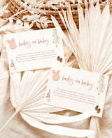 Books for Baby Card | Boho Book Request Insert | Modern Minimalist Baby Shower | Beige Baby Shower | Boho Baby Shower | Editable Template C2