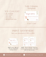 Modern Minimalist Diaper Raffle Card | Boho Diaper Raffle Ticket | Pink Beige Baby Shower Card | Girl Baby Shower | Editable Template | C2