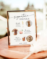 Signature Drinks Sign Template | Pet Signature Cocktail Sign | Minimalist Wedding Bar Menu | His and Hers Bar Sign | Editable Template | M9