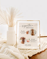 Signature Drinks Sign Template | Pet Signature Cocktail Sign | Minimalist Wedding Bar Menu | His and Hers Bar Sign | Editable Template | M9