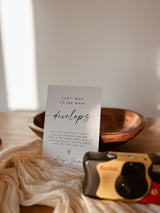 Wedding Disposable Camera Sign | Can't Wait to See What Develops | Camera Instructions | Minimalist Wedding Sign | Editable Template | M9