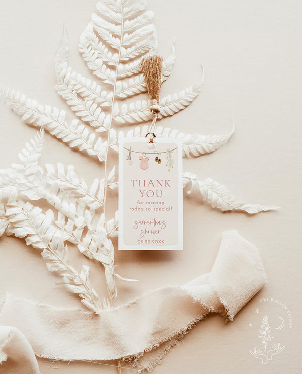 Baby Shower Thank You Tags | Boho Thank You Tags | Thank You Favor Tags | Pink Thank You Tags | Girl Baby Shower | Editable Template | C2