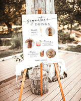 Signature Drinks Sign Template | Pet Signature Cocktail Sign | Minimalist Wedding Bar Menu | His and Hers Bar Sign | Editable Template | M9