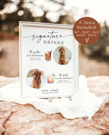 Signature Drinks Sign Template | Pet Signature Cocktail Sign | Minimalist Wedding Bar Menu | His and Hers Bar Sign | Editable Template | M9