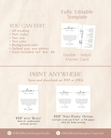 Minimalist Wedding Events Card | Modern Weekend Events | Wedding Itinerary | Welcome Bag | Wedding Timeline Schedule | Editable Template M9