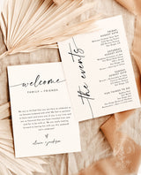 Minimalist Wedding Events Card | Modern Weekend Events | Wedding Itinerary | Welcome Bag | Wedding Timeline Schedule | Editable Template M9