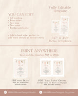 Boho Baby Shower Menu | Baby Shower Menu | Boho Baby Shower | Girl Baby Shower | Baby Girl Clothes | Food Menu | Editable Template | C2