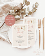 Boho Baby Shower Menu | Baby Shower Menu | Boho Baby Shower | Girl Baby Shower | Baby Girl Clothes | Food Menu | Editable Template | C2