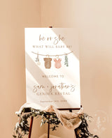 Modern Gender Reveal Welcome Sign | Beige Gender Reveal Poster | Gender Neutral Welcome Sign | Boho Welcome Sign | C2