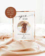 Open Bar Sign Template | Modern Minimalist Wedding Sign | Pet Photo Drink Sign | Dog Drink Sign | Wedding Bar Sign | Editable Template | M9
