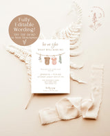 Gender Reveal Invitation Template | Minimalist Gender Reveal Party Invite | Modern Gender Neutral Reveal Invite | Editable Template | C2