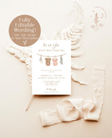 Gender Reveal Invitation Template | Minimalist Gender Reveal Party Invite | Modern Gender Neutral Reveal Invite | Editable Template | C2