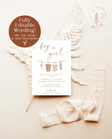 Gender Reveal Invitation Template | Modern Gender Neutral Reveal Invite | Minimalist Gender Reveal Party Invite | Editable Template | C2