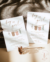 Gender Reveal Invitation Template | Modern Gender Neutral Reveal Invite | Minimalist Gender Reveal Party Invite | Editable Template | C2