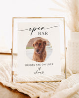 Open Bar Sign Template | Modern Minimalist Wedding Sign | Pet Photo Drink Sign | Dog Drink Sign | Wedding Bar Sign | Editable Template | M9