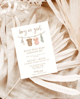 Gender Reveal Invitation Template | Modern Gender Neutral Reveal Invite | Minimalist Gender Reveal Party Invite | Editable Template | C2