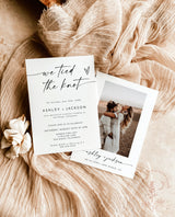 Elopement Announcement Template | Elopement Reception Invitation | Minimalist Wedding Elopement | We Tied The Knot Reception Invite | M9