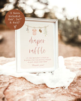Diaper Raffle Baby Shower Sign | Boho Baby Shower Sign | Girl Baby Shower | Diaper Raffle Game Sign | Baby Girl | Editable Template | C2
