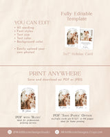 Photo Christmas Card Template | Minimalist Christmas Card | Arch Photo Merry Christmas Card | Boho Holiday Card | Editable Template M9