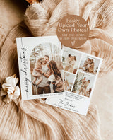 Photo Christmas Card Template | Boho Holiday Card | Minimalist Christmas Card | Arch Christmas Card | Merry Christmas | Editable Template M9