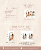 Photo Christmas Card Template | Boho Holiday Card | Minimalist Christmas Card | Arch Christmas Card | Merry Christmas | Editable Template M9