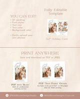 Photo Christmas Card Template | Boho Holiday Card | Minimalist Christmas Card | Arch Christmas Card | Merry Christmas | Editable Template M9