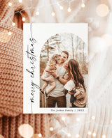 Photo Christmas Card Template | Boho Holiday Card | Minimalist Christmas Card | Arch Christmas Card | Merry Christmas | Editable Template M9