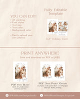 Photo Christmas Card Template | Boho Holiday Card | Minimalist Christmas Card | Arch Christmas Card | Merry Christmas | Editable Template M9