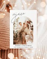 Photo Christmas Card Template | Minimalist Christmas Card | Boho Holiday Card | Arch Christmas Card | Merry Christmas | Editable Template M9