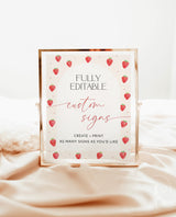 Strawberry Custom Sign Template Berry Sweet Baby Sign Strawberry First Birthday Girl Strawberry Birthday Party Decor Editable Template | B7